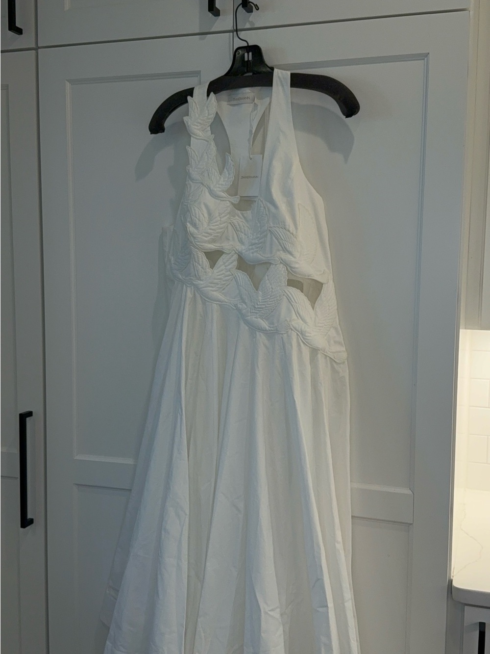 Zimmermann White Embroidered Cutout Halter Maxi Dress